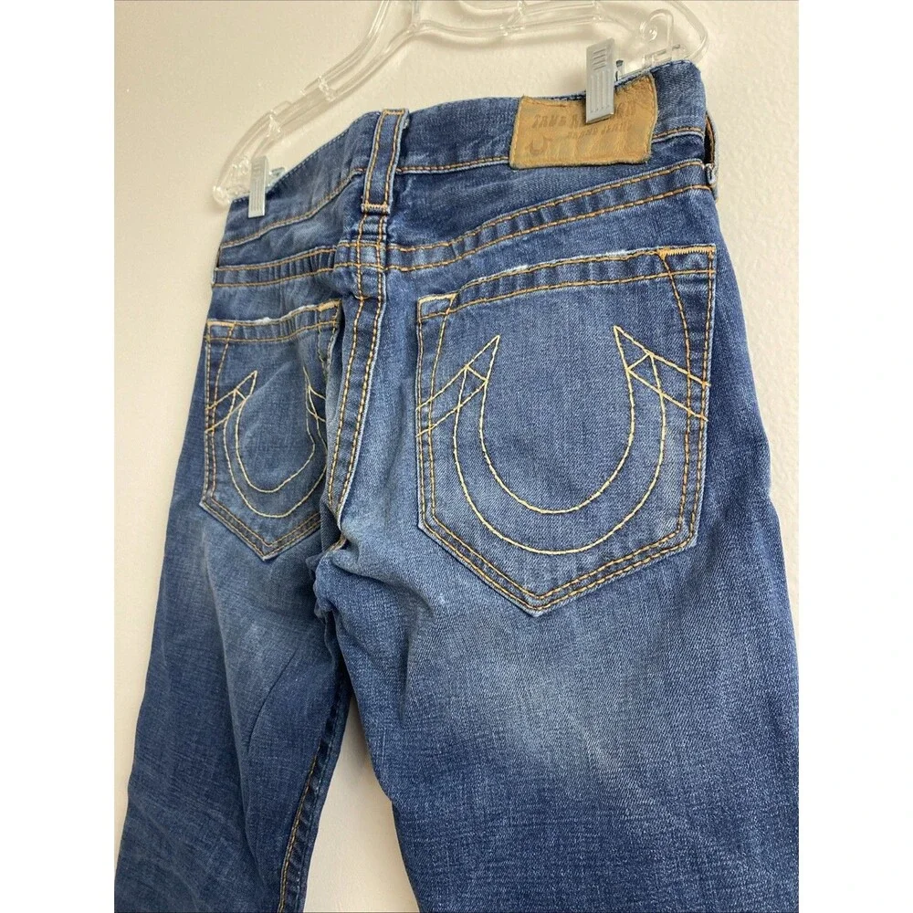 True Religion Denim Jeans Size 30 Straight Blue Stitched Western Cowboy Cotton